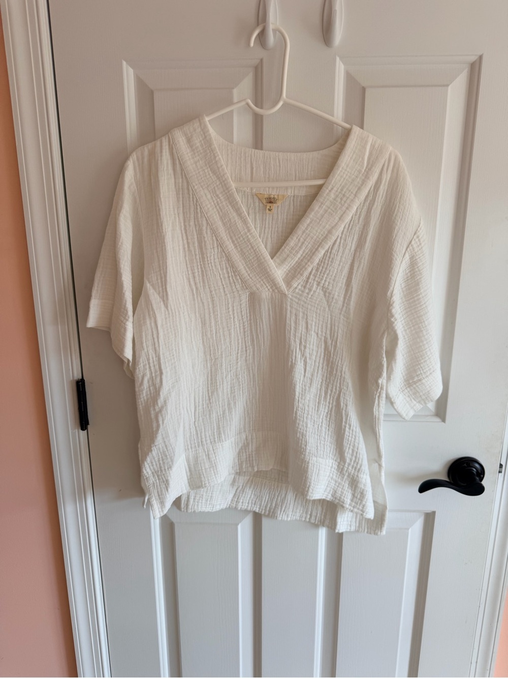 FAHERTY Dune Women's Cotton Gauze V-Neck Top - White - Picture 3 of 5
